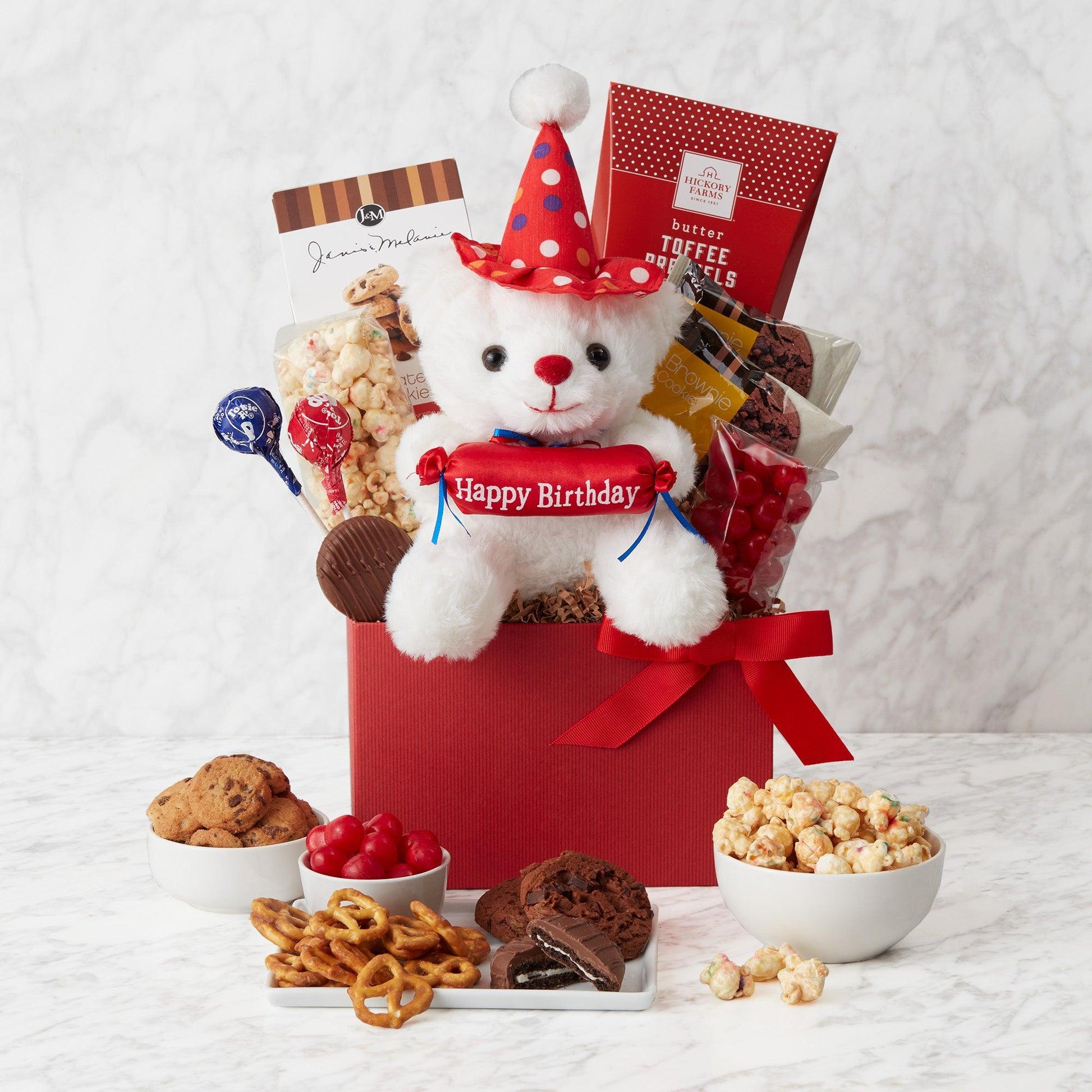 Birthday Bear of Warmth Gift Box - Looking for a gift to celebrate that special birthday? They'll love this collection of treats and goodies that’ll make them feel spoiled. And the adorable birthday bear makes this box even more sweet and celebratory.