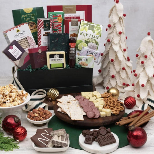 One of our most popular gifts year after year is our Christmas Gourmet Gathering Gift Basket, and once your loved ones have tasted what's inside this big beautiful box, it will be one of their favorite gifts of the year.  The holiday season is all about celebrating and appreciating the people around you, and this gift was created to include everyone in the celebration. 