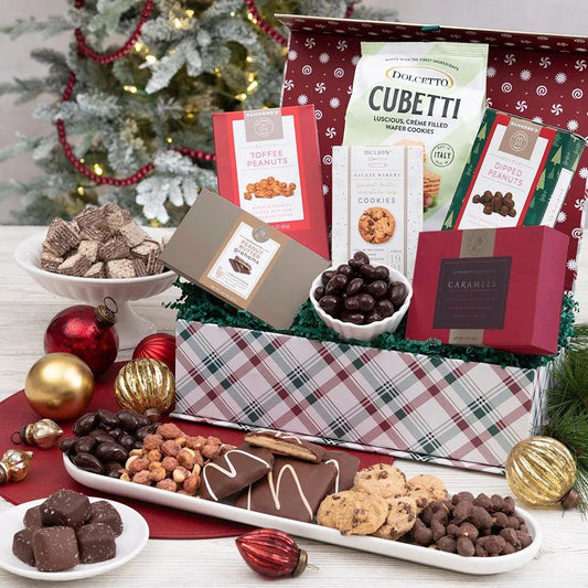 Celebrate the joyous holiday season by gifting our delectable Joyous Holiday Cookies and Chocolate Gift Box. Overflowing with a  tempting assortment of sweet delights, this delightful Christmas present is perfect for those seeking a perfect gift idea.