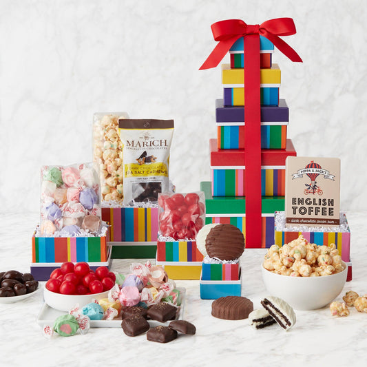 Rainbow of Sweets Gift Tower - The Gift Basket Company