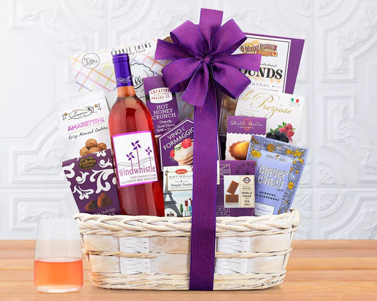 Red Moscato Snack Assortment Gift Basket - The Basket Company