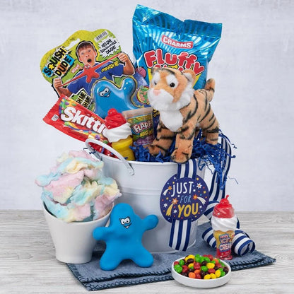 Tiger Plush "Just For You!" Kids' Gift Bucket - The Gift Basket Company